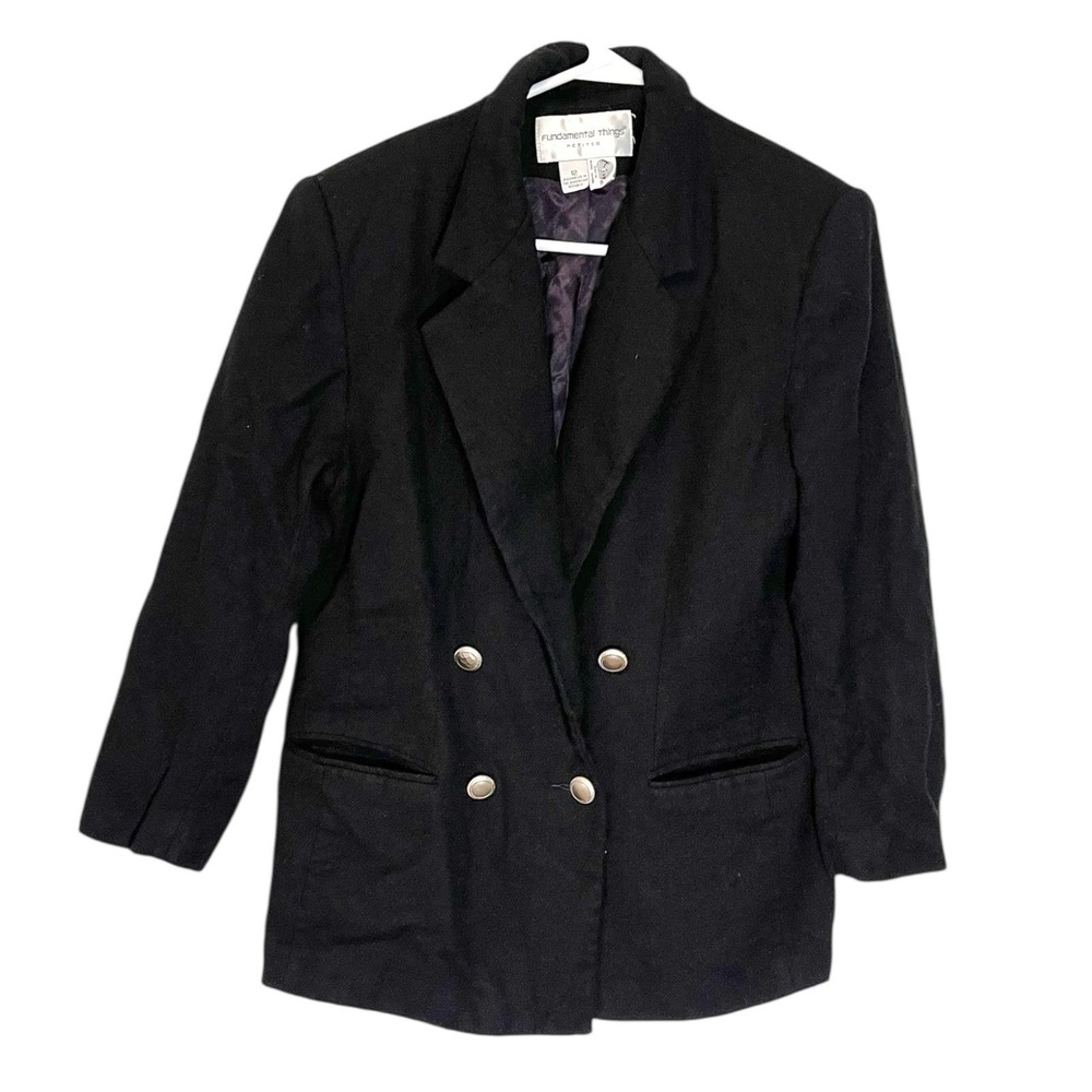 Fundamental Things 12P Black Blazer Double Breasted Wool Vintage Dark Academia‎